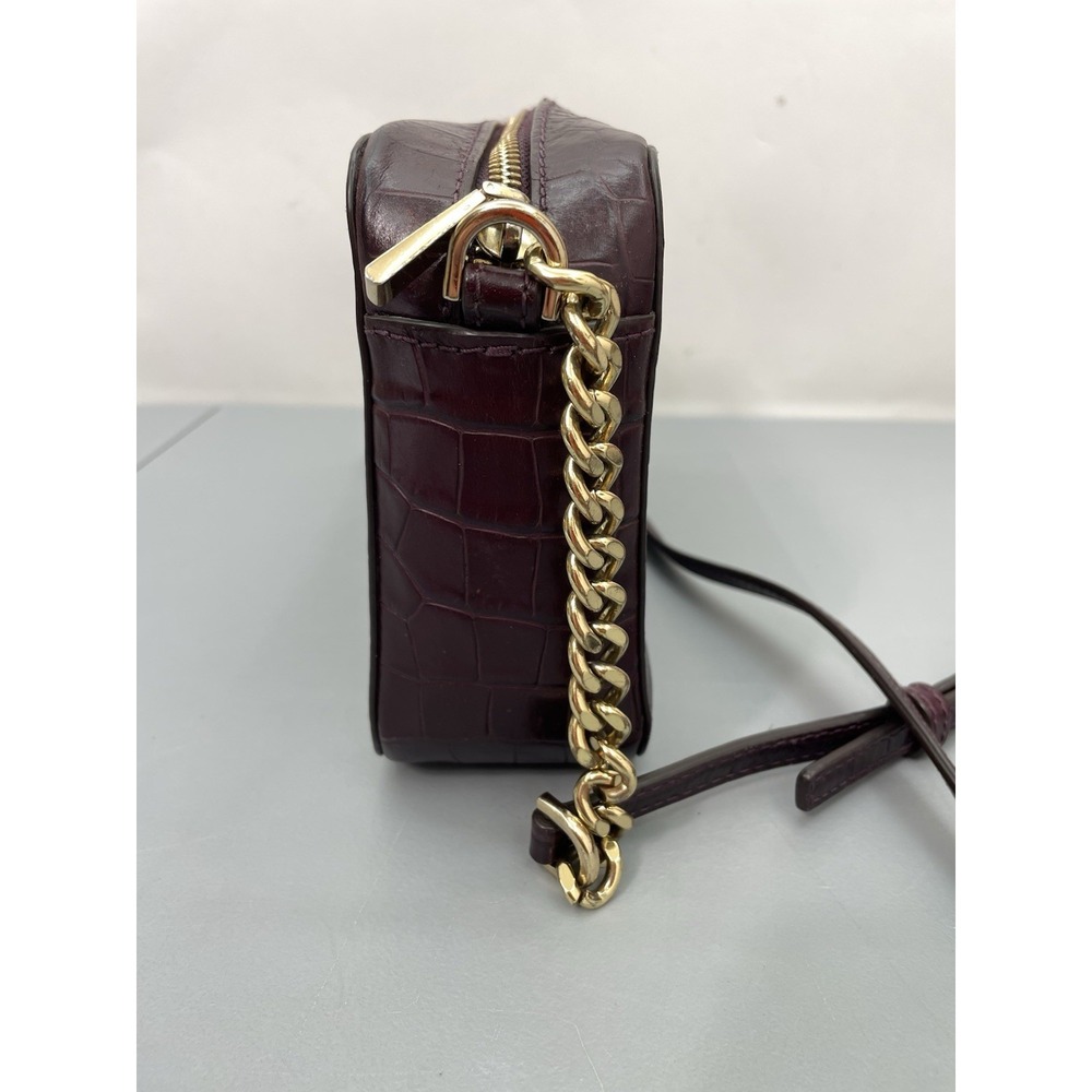Michael Kors Ginny Medium Crocodile Embossed Leather Crossbody Bag Purse Purple - Picture 6 of 13